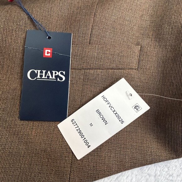 Chaps Mens Medium Brown V-Neck Single-Breasted Waistcoat Vest Lined Casual New - Picture 3 of 8